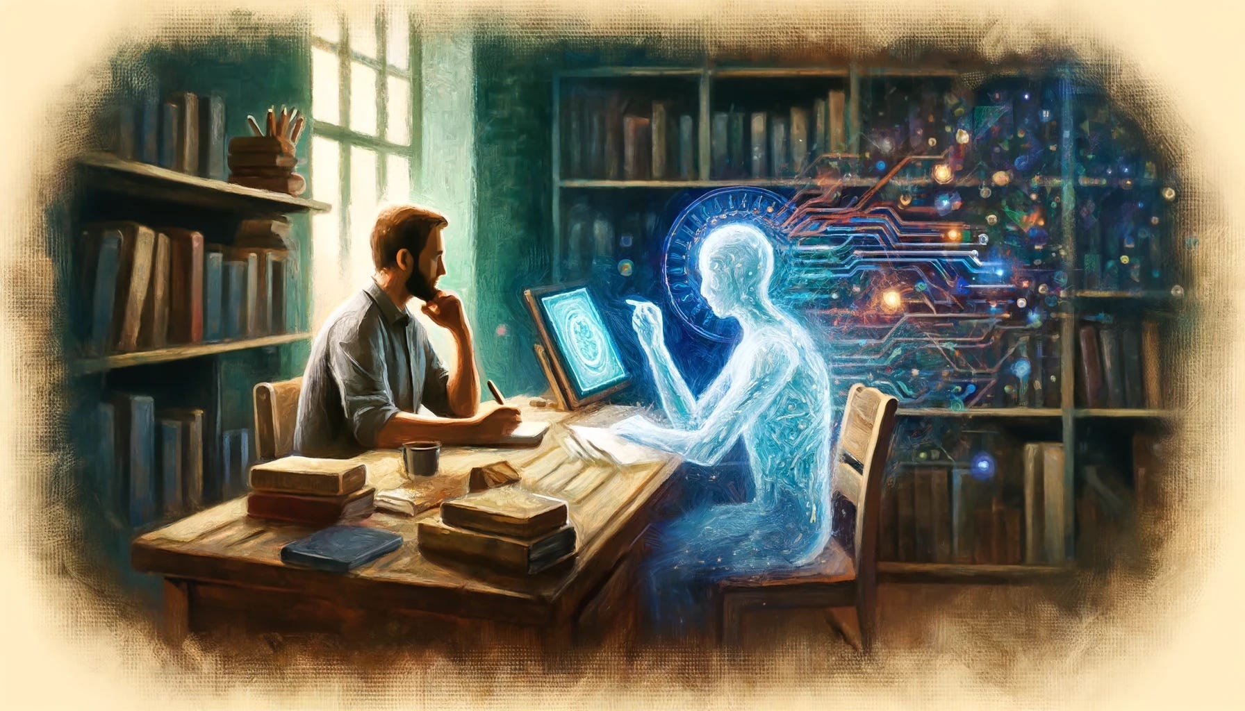 Person using laptop with AI writing assistant