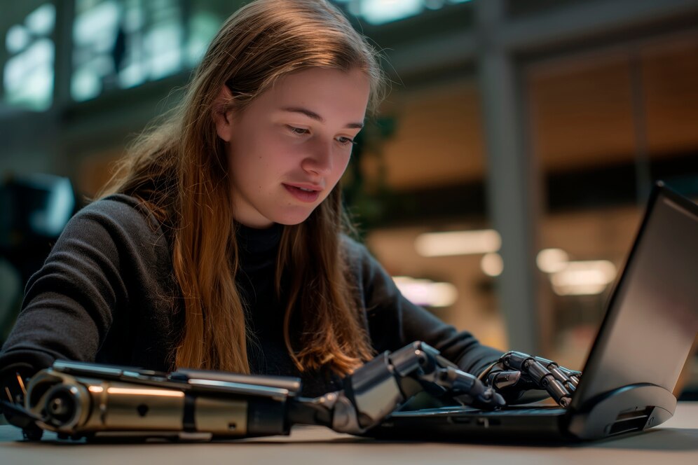 Student using AI essay review technology