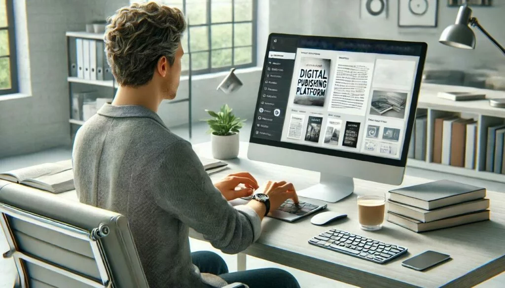 Modern publishing office with AI and traditional editing