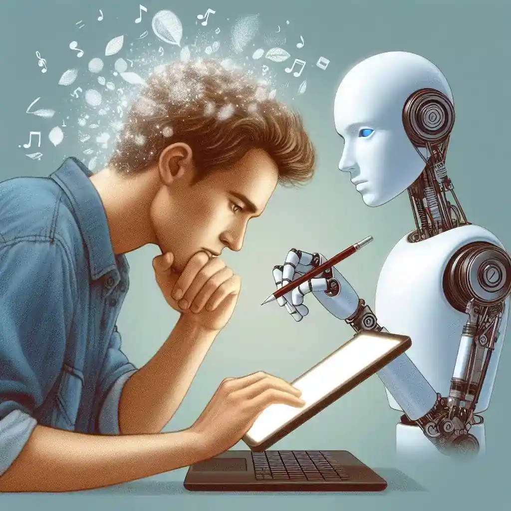 Person learning with AI writing assistant
