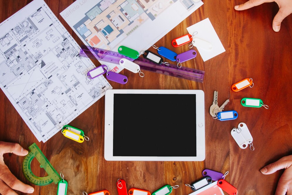Various academic AI writing tools displayed on multiple devices with university setting in background