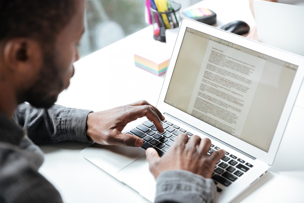 Researcher editing AI-assisted manuscript for journal submission
