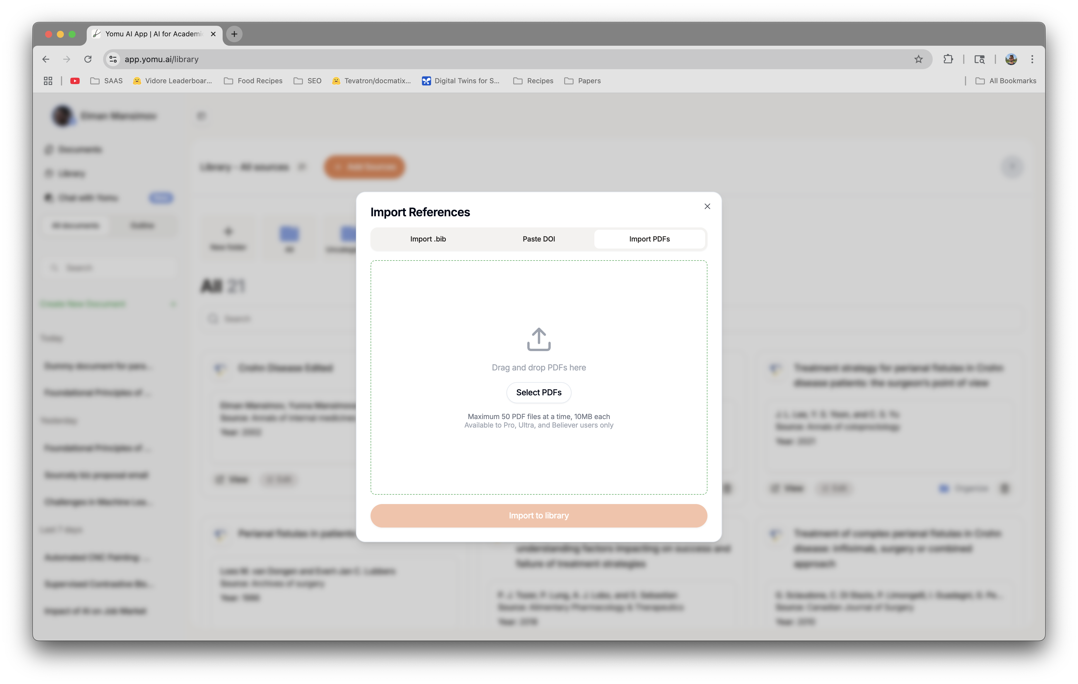 Upload PDFs to Library